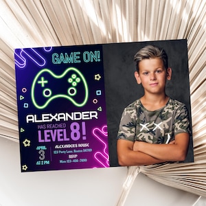 Video Game Birthday Invitation with Photo Gamer Birthday Invitation with Picture Gaming Birthday Invitation EDITABLE Instant Download V01
