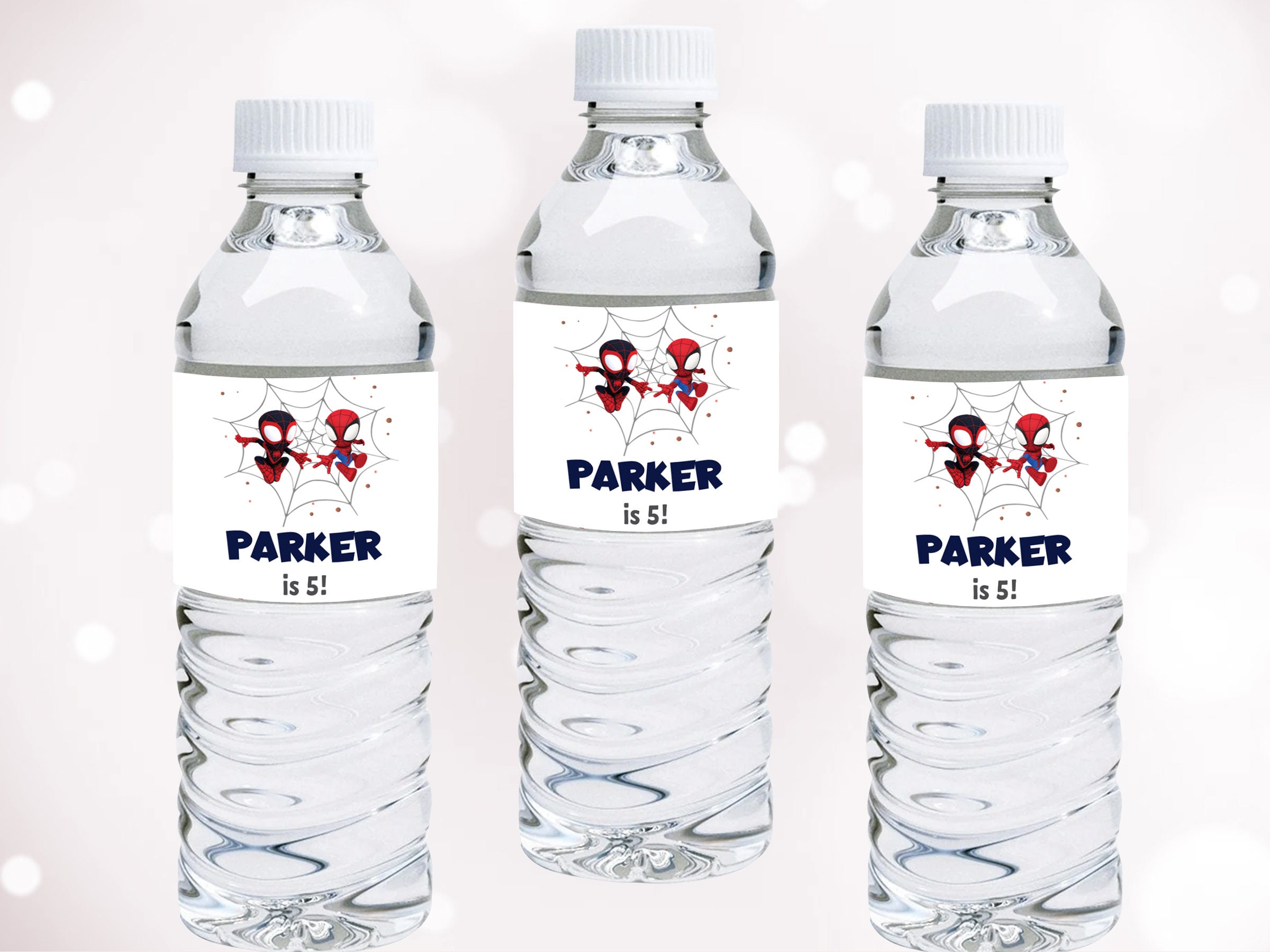 Personalized Spiderman Theme Water Bottle Label available at The Brat Shack