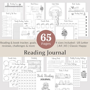 Reading Journal Book Journal Template Reading Tracker Book Tracker Reading Log Book Review Planner Pages Book Challenge PRINTABLE Digital