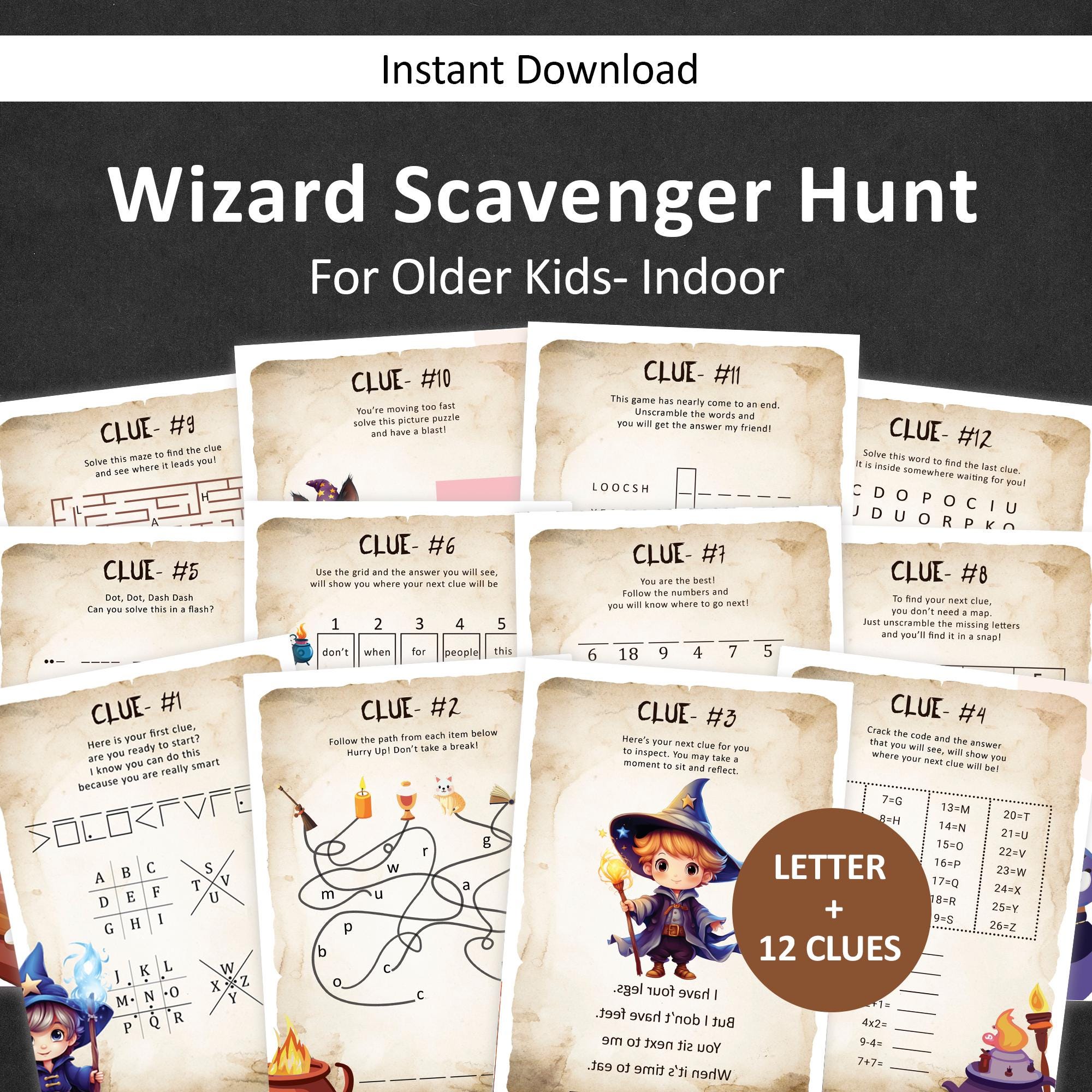 Wizard Scavenger Hunt for Older Kids Wizard and Witches Treasure Hunt Indoor for Teens Magical Hunt Clues Magic Escape Room Boy PRINTABLE