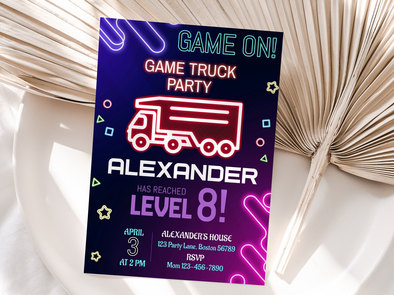Game Truck Party Invitation Video Game Truck Birthday Etsy