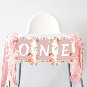 Fairy First High Chair Banner My Fairy First Highchair Bunting Enchanted Forest 1st Birthday Girl Fairy Birthday Party Decor PRINTABLE F01