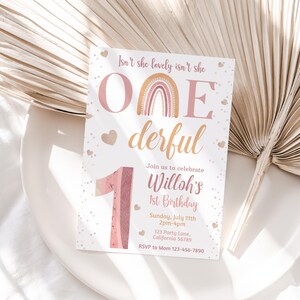 Isnt She Lovely Isnt She Onederful Invitation Onederful Birthday Invitation 1st Birthday Girl Invite First Birthday Editable Instant O01