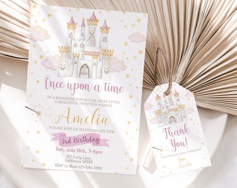 Princess Birthday Invitation Princess Party Invitation Once Upon a Time Birthday Invitation Girl Princess Invite EDITABLE Instant Digital