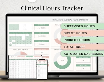 Clinical Hours Tracker Spreadsheet Supervision Log Social Workers Template Nursing School Licensure Therapy Time Tracking Google Sheet