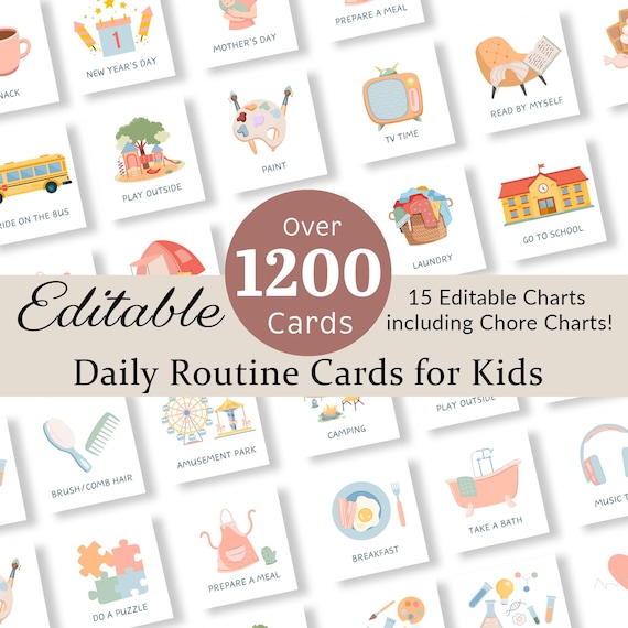 Daily Routine Cards Visual Schedule Toddler Routine Chart for Kids Chore Chart Daily Rhythm Checklist Montessori Preschool PEC Card EDITABLE