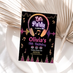 Music Invitation Music Theme Party Invite Musical Birthday Party Invite Girl Music App Party Invite EDITABLE Template Instant Download M04