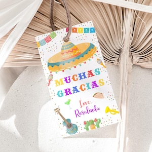 Muchas Gracias Fiesta Favor Tags Fiesta Birthday Thank You Tags Mexican Party Favor Tag Mexican Fiesta Gift Tag EDITABLE Instant Digital F02