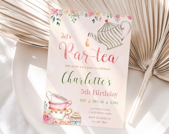 Tea Party Invitation Tea Party Birthday Invitation Par Tea Invitation Template Girl Tea Party Invite Pink EDITABLE Instant Digital T01