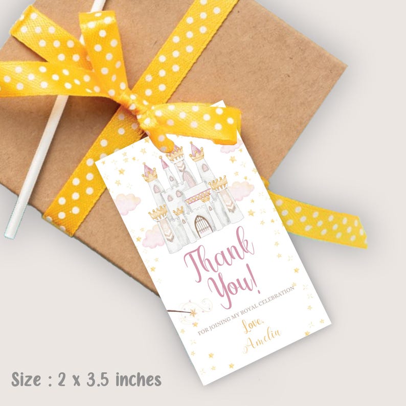 Princess Favor Tags Princess Birthday Thank You Tags Princess Party Tags Pink Princess Gift Label Girl EDITABLE Template Instant Digital image 2