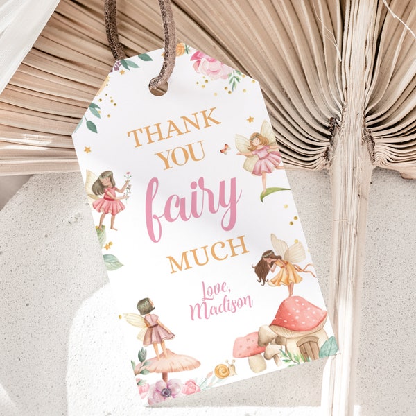 Fairy First Thank You Tags My Fairy First Party Favor Tags Fairy 1st Gift Label Enchanted Forest Tag Fairy Garden Tag EDITABLE Digital F01