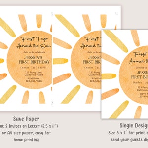 First Trip Around The Sun Birthday Invitation Sun Invite 1st Birthday You Are My Sunshine Boho Invite Editable Instant Digital Download S06 image 3