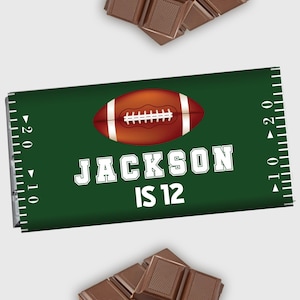 Football Chocolate Label Football Candy Bar Wrapper First Year Down Cover 1st Birthday Party Favor 1.55 oz Chocolate Bar Boy EDITABLE F04