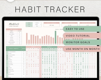 Habit Tracker Ziel-Tracker Digital Habit Tracker Google Sheets Tägliche Habit-Tracker-Spreadsheet Wöchentliche Habit-Tracker-Vorlage Monatliche Gewohnheiten