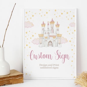 Princess Custom Sign Princess Party Signs Princess Birthday Sign Princesses Decor Princess Girl Party Decorations EDITABLE Instant Digital