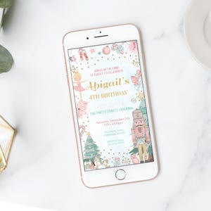 Nutcracker Electronic Invitation Sugar Plum Fairy Birthday Invitation Digital Land of Sweets Mobile invitation Party Evite EDITABLE N02