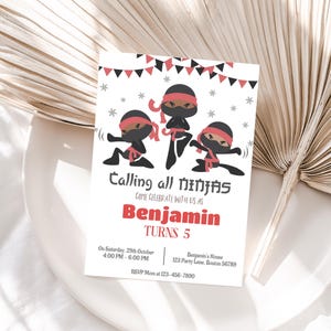 Editable Ninja Birthday Party Invitation Template Ninja Warrior Birthday Invite Kid Karate Invitation Digital Instant Download Printable N01