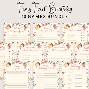 Fee zum 1. Geburtstag Spiele Fee zum 1. Geburtstag Spiele Fee Geburtstagsparty Zauberwald Trivia Quiz Garten DRUCKBARE Digital F01
