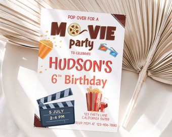 Movie Birthday Invitation Movie Theater Birthday Invitation Movie Party Invitation Movie Themed Birthday Invitation EDITABLE Instant M05