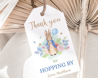 Peter Rabbit Thank You Tags Bunny Party Favors First Birthday Favor Tags Flopsy Bunny Label Rustic Bunny Gift Bag Loot Bag Tag EDITABLE P05