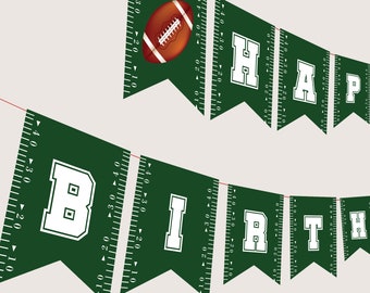 Football Birthday Banner Football Decoration First Year Down Bunting Sports First Birthday Party Decor Happy Birthday Flag PRINTABLE F04