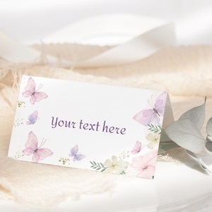 Butterfly Food Tent Butterfly Birthday Tent Card Purple Butterfly Food Label Butterfly Buffet Label Decoration EDITABLE Instant Digital B04
