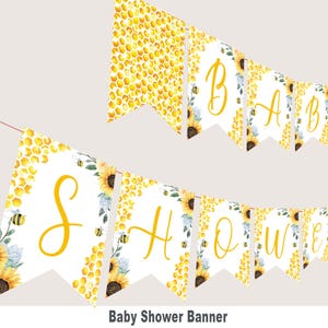 Bee Baby Shower Banner Bee Decoratie Bee Bunting Honey Bee Decor Ouders als partij Vlag Bee Baby Shower Garland Thema AFDRUKBARE BS3