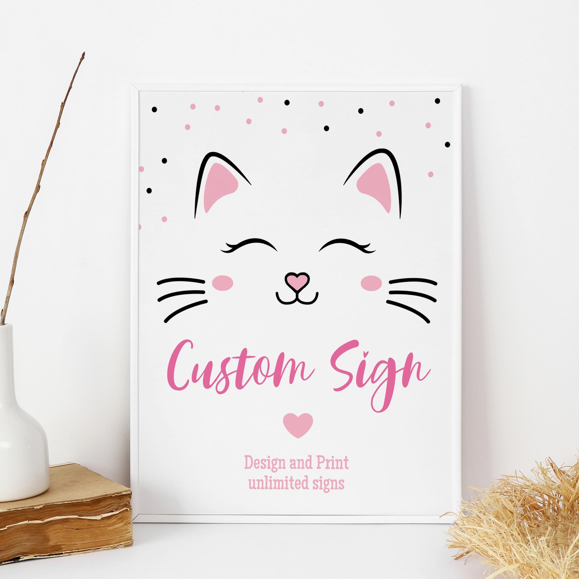 Cat Custom Sign Cat Party Signs Kitten Birthday Sign Kitty Decor Kitty ...