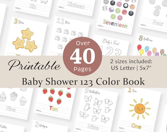 Baby Shower Coloring Book 123 Coloring Book Baby&#39;s First 123 Book Baby Shower Game Activity Number Book Pages Counting Game Printable