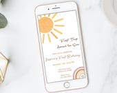 First Trip Around The Sun Electronic Invitation 1st Birthday Invitation Digital First Birthday Mobile Invitation Phone Invite EDITABLE S06