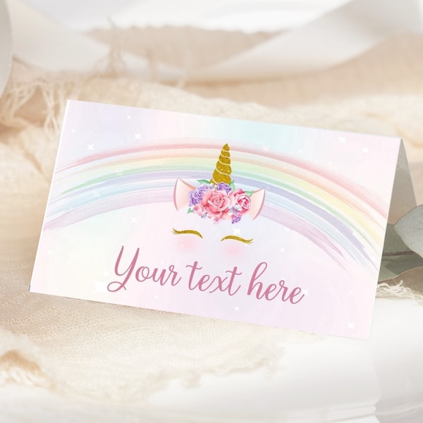 Unicorn Food Tent Card Unicorn Rainbow Buffet Label Food Tags Girl Birthday Party Table Decoration Decor EDITABLE Digital Instant U01