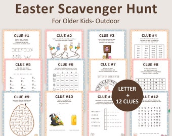 Easter Scavenger Hunt for Older Kids Easter Egg Hunt Clues Teen Easter Bunny Escape Room Easter Basket Treasure Hunt Outdoor Game PRINTABLE