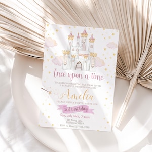 Princess Birthday Invitation Princess Invitation Princess Party Invitation Once Upon a Time Invite Castle Girl EDITABLE Instant Digital