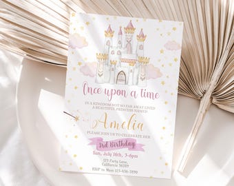 Prinzessin Geburtstagseinladung Prinzessin Einladung Prinzessin Party Einladung Es war einmal Invite Schloss Mädchen EDITIERBAR Instant Digital