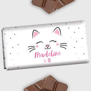 Cat Chocolate Label Cat  Candy Bar Wrapper Kitten Birthday Favor Kitty Cat Wrapper 1.55 oz Chocolate Bar Wraps EDITABLE Instant Digital K01
