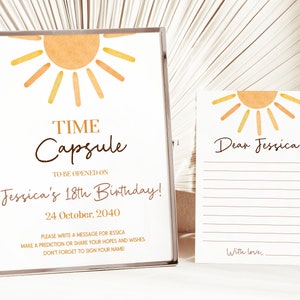 First Trip Around The Sun Time Capsule Card 1st Trip Around the Sun Time Capsule Sign First Birthday Party Decor One Year Game EDITABLE S06