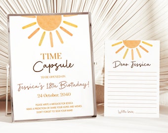First Trip Around The Sun Time Capsule Card 1st Trip Around the Sun Time Capsule Sign First Birthday Party Decor One Year Game EDITABLE S06