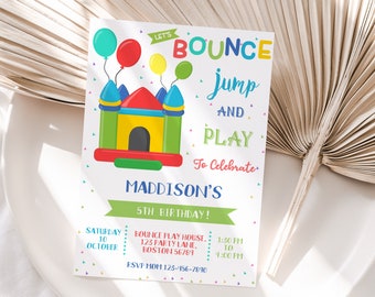 Editable Bounce House Birthday Invitation Bouncy House Birthday Party Invite Trampoline Jump Invite Instant Digital Download Tempalte B02