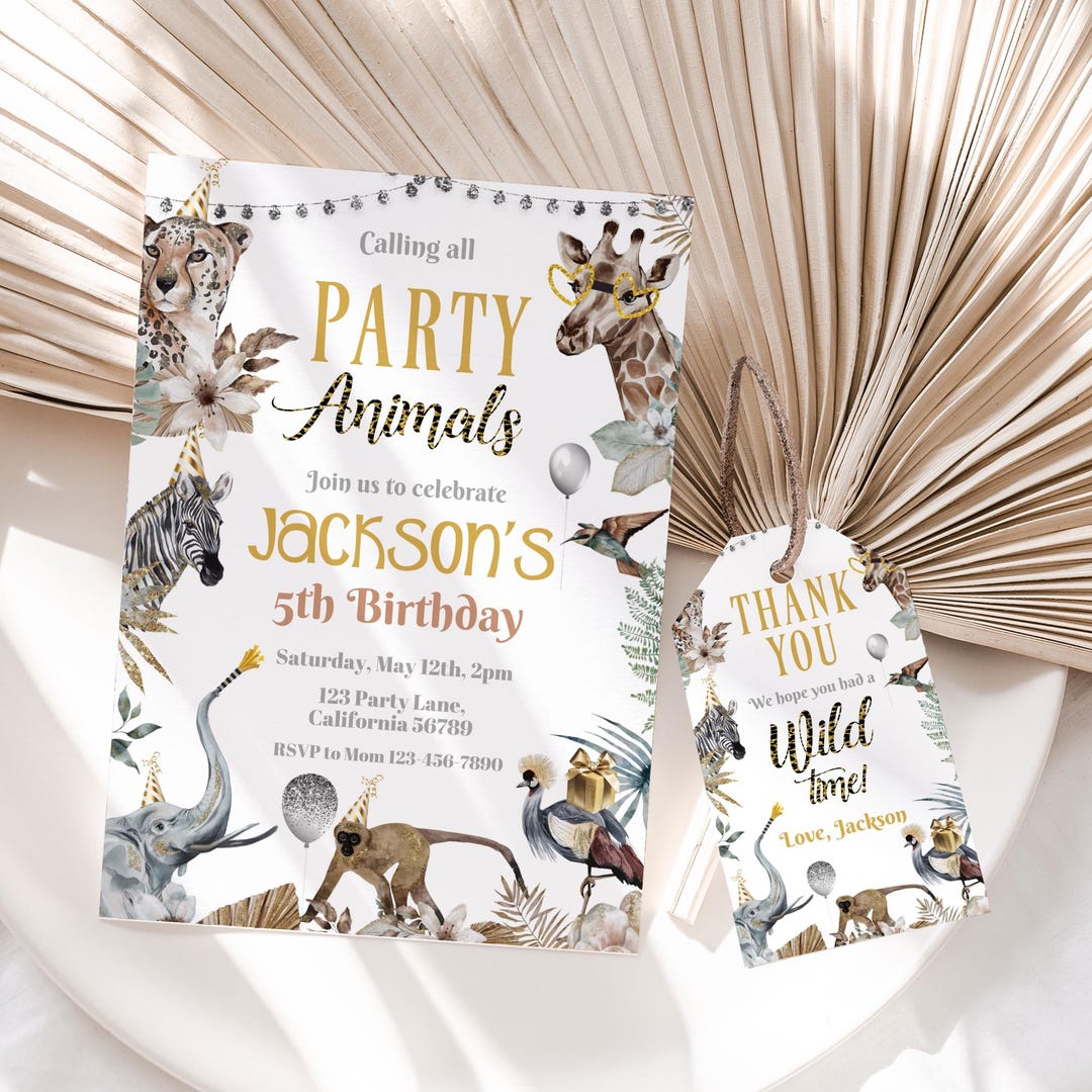 Party Animal Invitation Safari Birthday Invitation Jungle Birthday ...