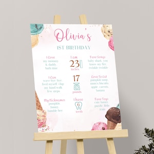 Poster per il primo compleanno, cartello per il primo compleanno, decorazioni per il primo compleanno, decorazioni per la festa di un anno, modificabile I01