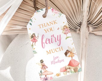 Fairy First Thank You Tags My Fairy First Party Favor Tags Fairy 1st Gift Label Enchanted Forest Tag Fairy Garden Tag EDITABLE Digital F01