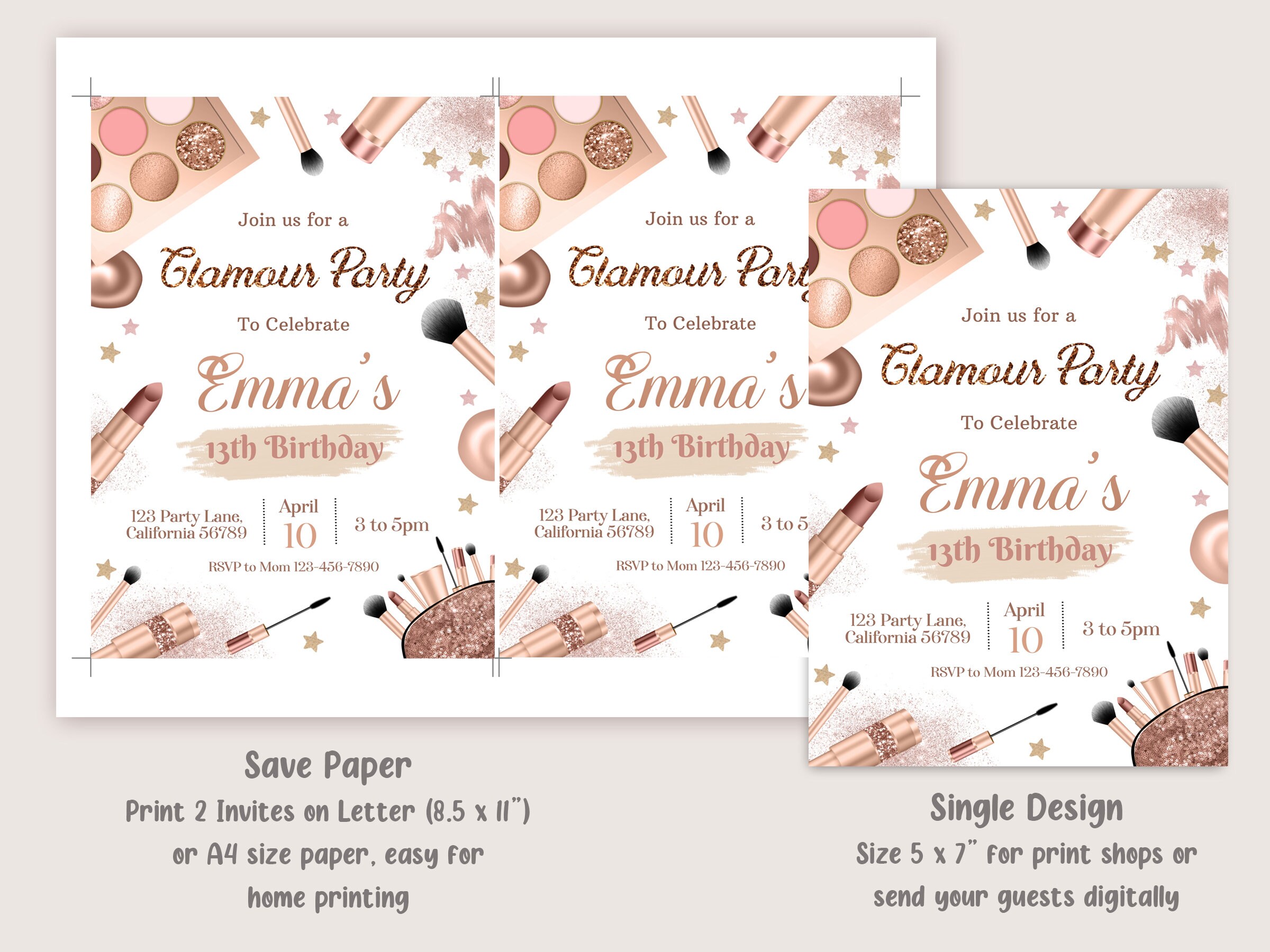 Glamour Party Invitation Glamour Birthday Party Invitation Etsy