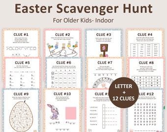 Easter Scavenger Hunt for Older Kids Easter Egg Hunt Clues Teens Easter Bunny Escape Room Easter Basket Treasure Hunt Indoor Game PRINTABLE