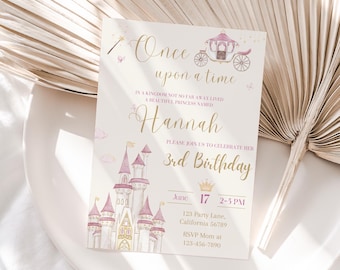 Princess Birthday Invitation Princess Invitation Princess Party Invitation Girl Princesses Theme Invite Digital EDITABLE Instant ANY AGE