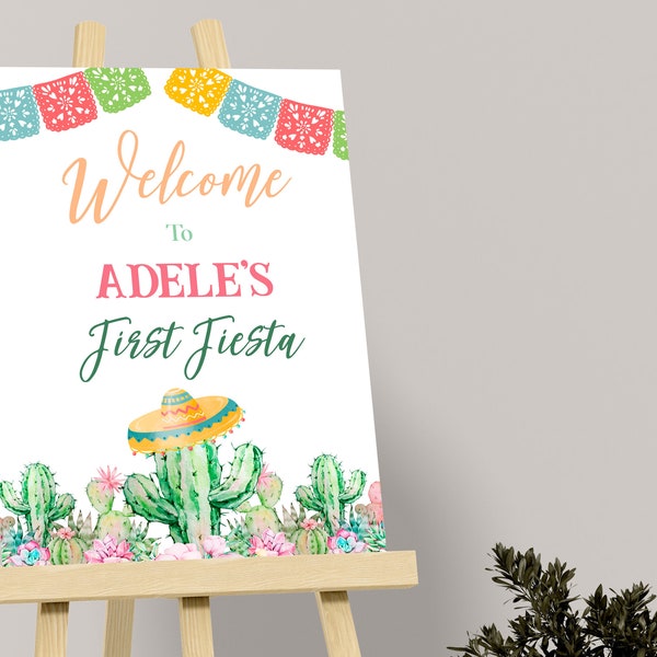 First Fiesta Welcome Sign Fiesta Welcome Sign Fiesta Birthday Party Decoration Decor 1st Fiesta Welcome Poster EDITABLE Instant Digital F02