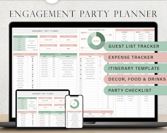 Engagement Party Planner Spreadsheet Engagement Planning Template Guest List Checklist Budget Tracker Itinerary Decor Food Google Sheets
