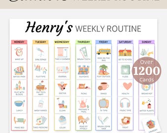Kids Weekly Planner Toddler Weekly Calendar Weekly Schedule Chore Chart Routine Cards Visual Responsibility Chart Rhythm Pictures EDITABLE