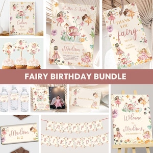 Fairy Birthday Invitation Bundle Fairy Birthday Decorations Enchanted Forest Party Fairy Garden Decor Girl EDITABLE Instant Digital F01