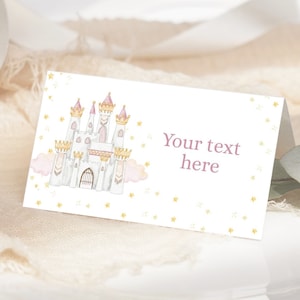 Tente de nourriture de princesse Carte de tente d'anniversaire de princesse Étiquette de nourriture de princesse Décoration de fête de princesse Étiquettes de nourriture de princesse MODIFIABLES