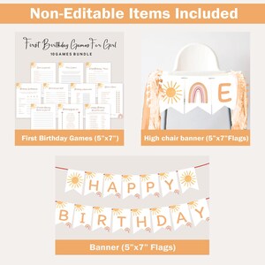 First Trip Around The Sun Birthday Invitation Bundle First Birthday Invite 1st Birthday Theme One Year Around Sun Party Editable Digital S06 image 5